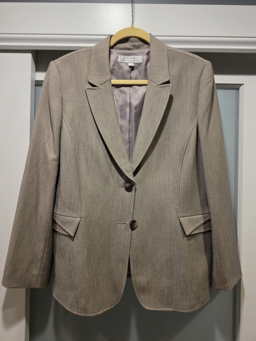 Tahari ASL Women's Light Taupe Single-Breasted Blazer